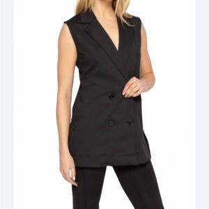 Women's NWT Mono B Black Double-Breasted Blazer Vest size small